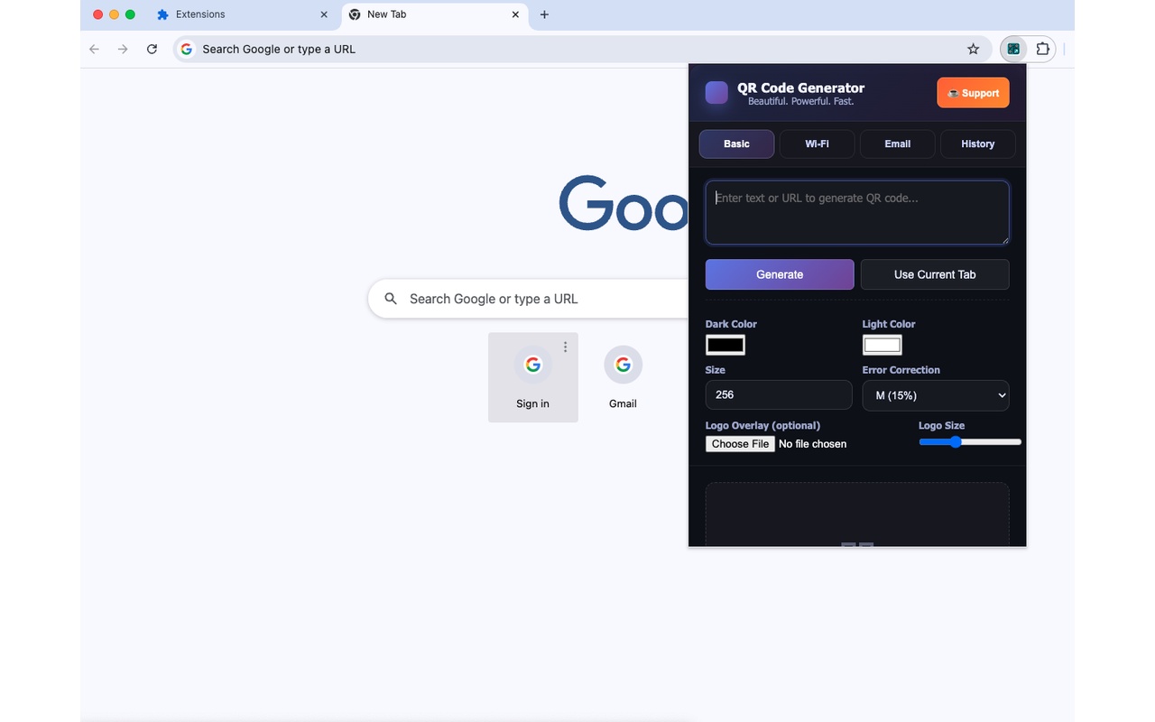 Popup basic tab